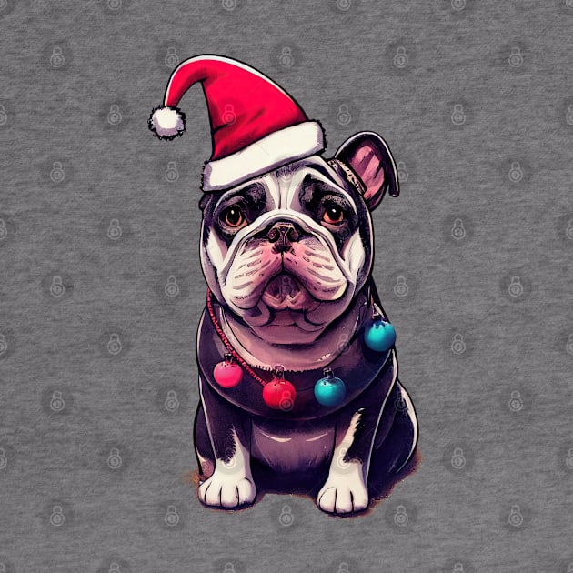 Christmas bulldog portrait by etherElric